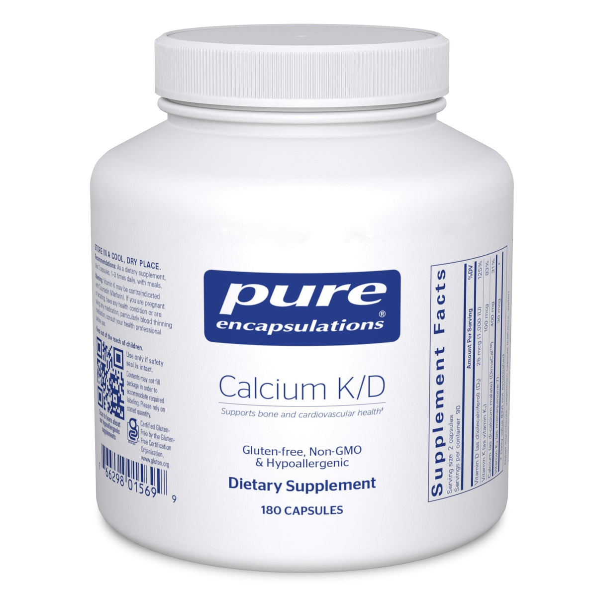 Pure Encapsulations Calcium K/D 180 Capsules vue avant