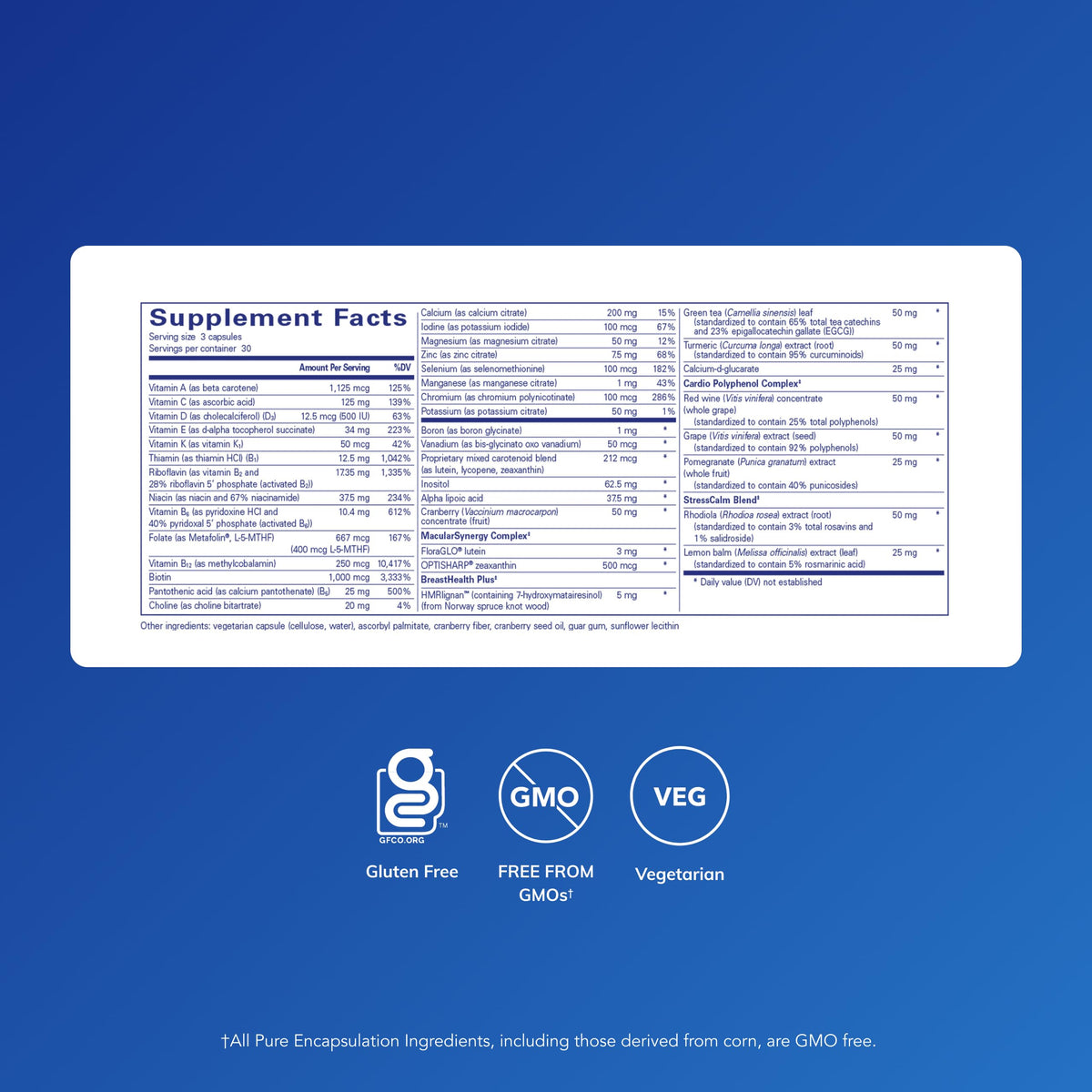 Pure Encapsulations Capsules Femmes 40+, emballage et informations