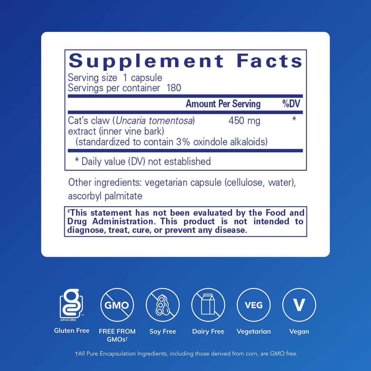 Pure Encapsulations Cat's Claw bottle side view