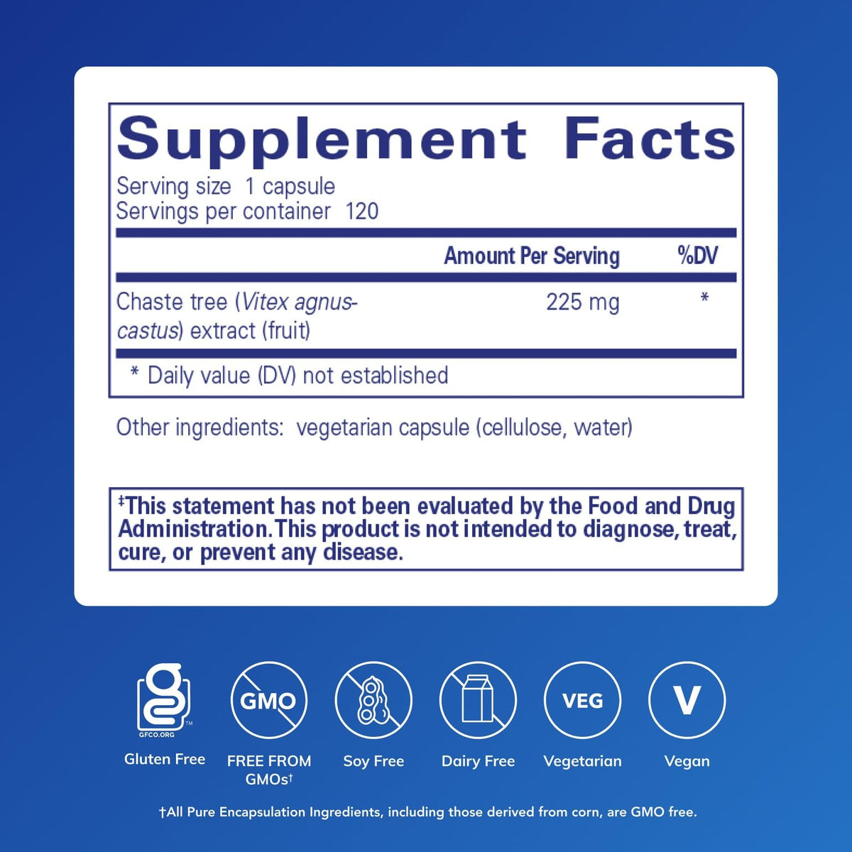 Pure Encapsulations Chaste Tree 120 capsules vue arrière