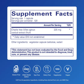 Pure Encapsulations Chaste Tree 120 capsules vue arrière