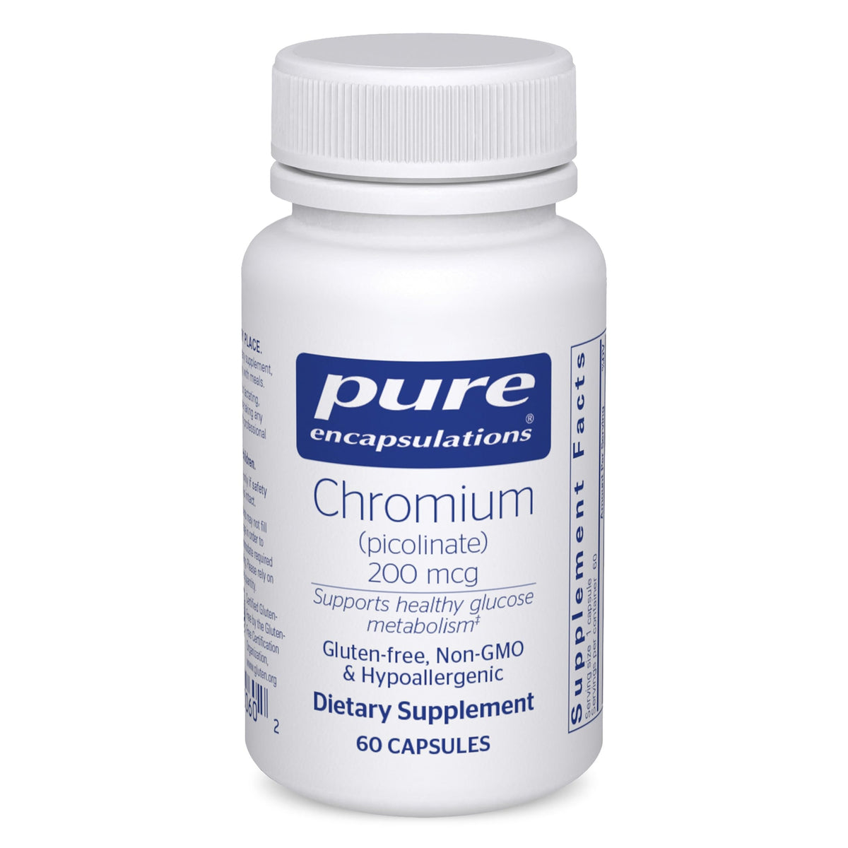 Pure Encapsulations Chromium Picolinate 200 mcg 60 capsules front view