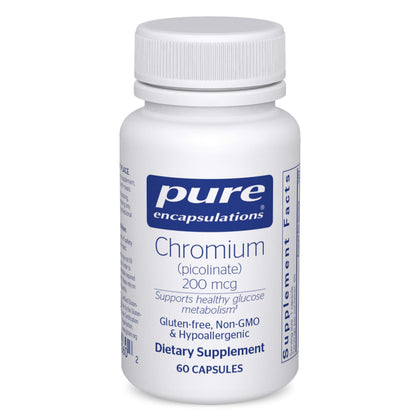 Pure Encapsulations Chromium Picolinate 200 mcg 60 capsules front view