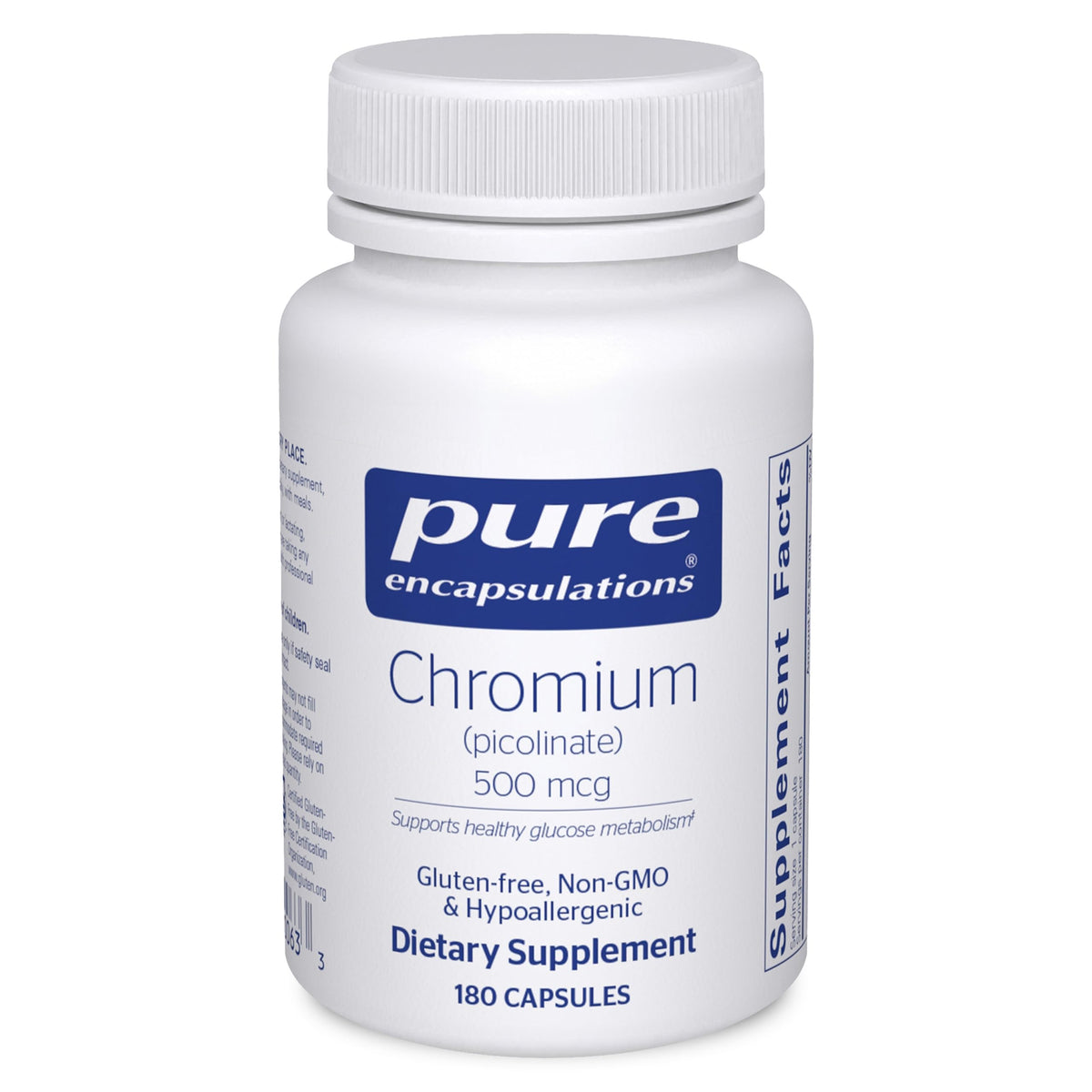 Pure Encapsulations Chromium Picolinate 500 mcg 180 Capsules vue avant