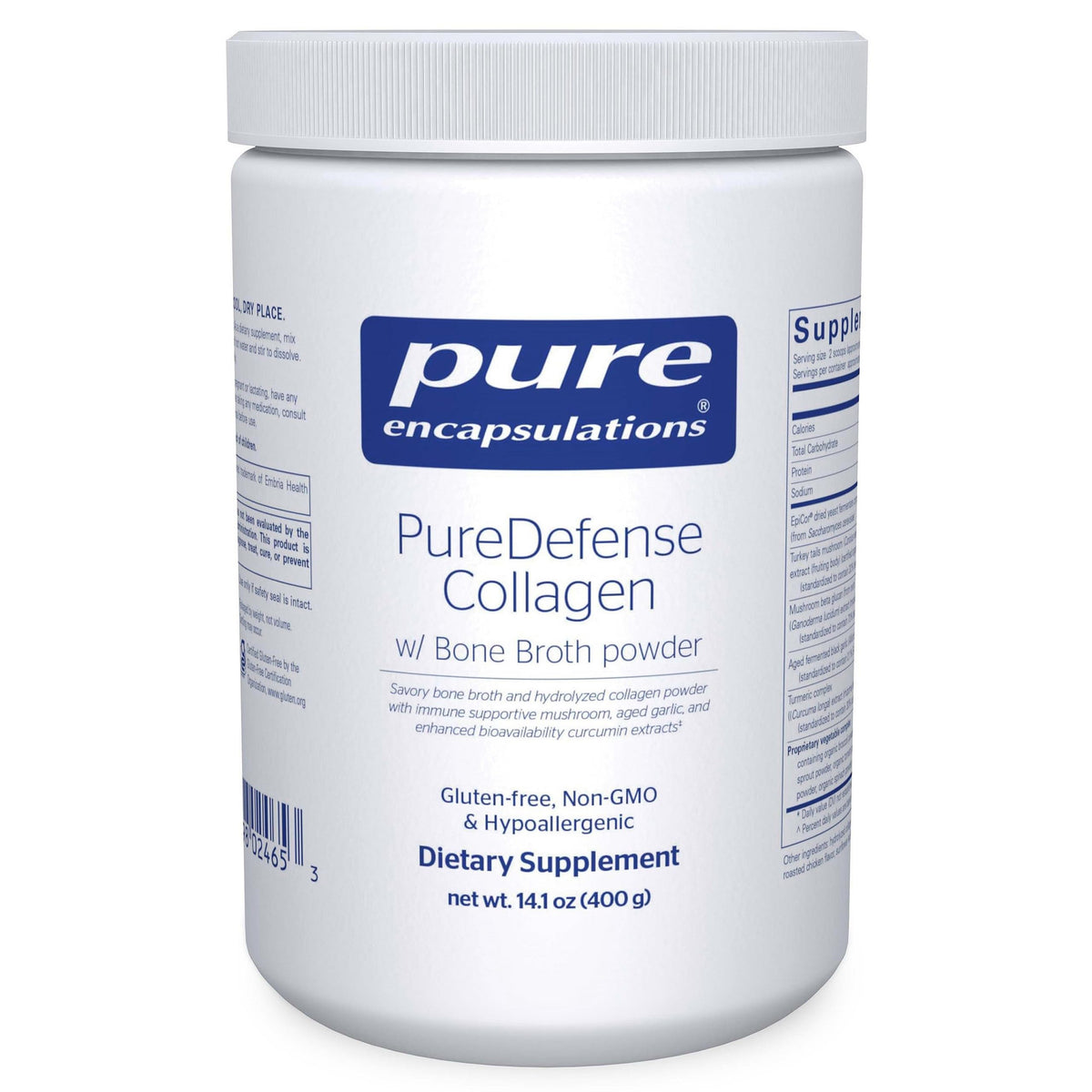 Pure Encapsulations Collagène PureDefense 481g vue de face