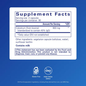 Pure Encapsulations Colostrum 180 Capsules - vue de l'arrière