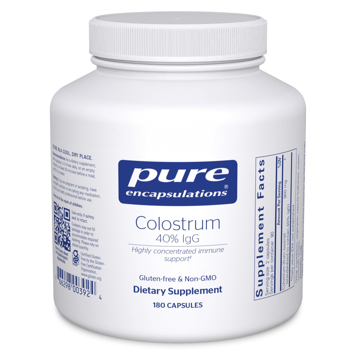 Pure Encapsulations Colostrum 180 Capsules - vue de l'avant