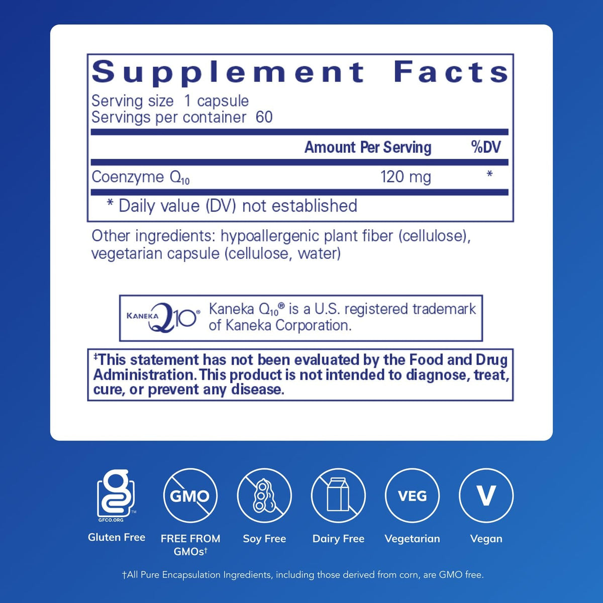 Pure Encapsulations CoQ10 60 capsules side view