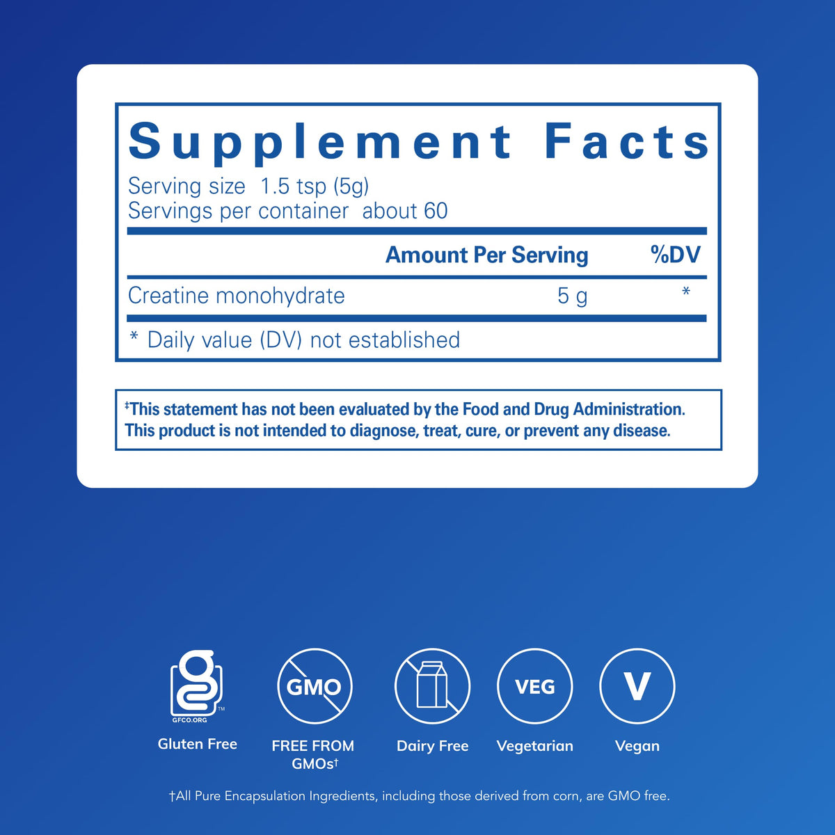 Pure Encapsulations créatine 315 g vue arrière