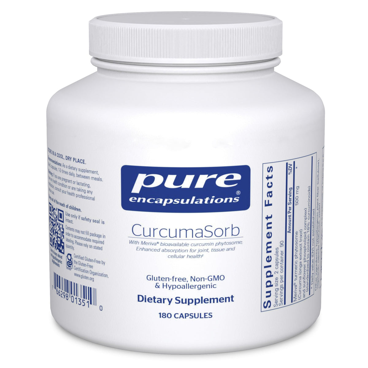 Pure Encapsulations CurcumaSorb 180 gélules vue de face