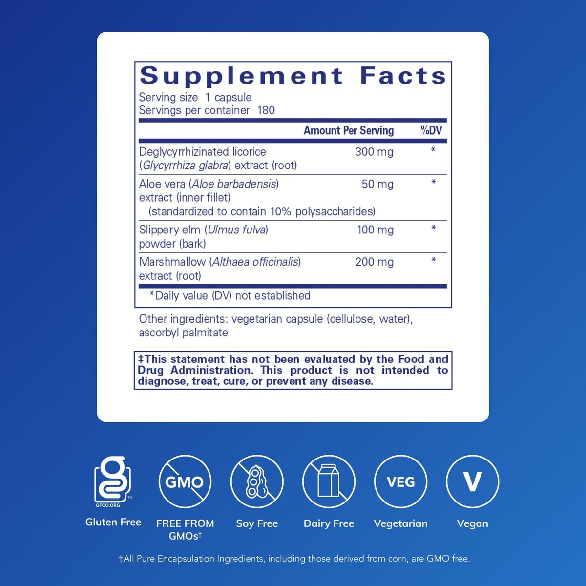 Pure Encapsulations DGL Plus 180 Capsules vue arrière