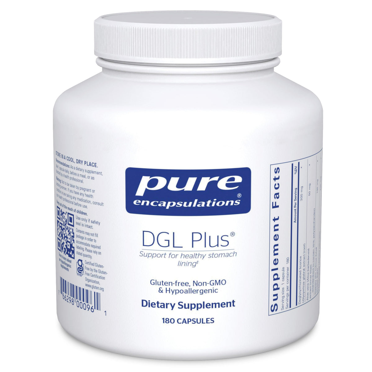 Pure Encapsulations DGL Plus 180 Capsules vue avant