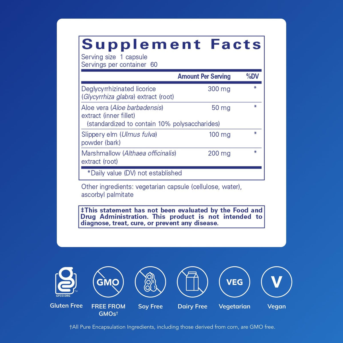 Pure Encapsulations DGL Plus 60 capsules vue arrière