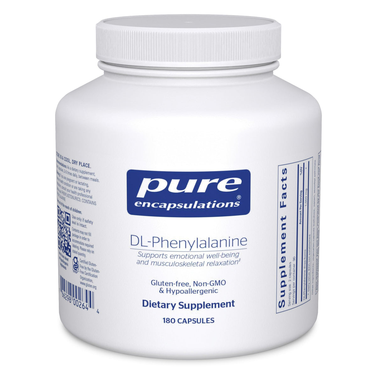 Pure Encapsulations DL-Phenylalanine 180 capsules vue de face