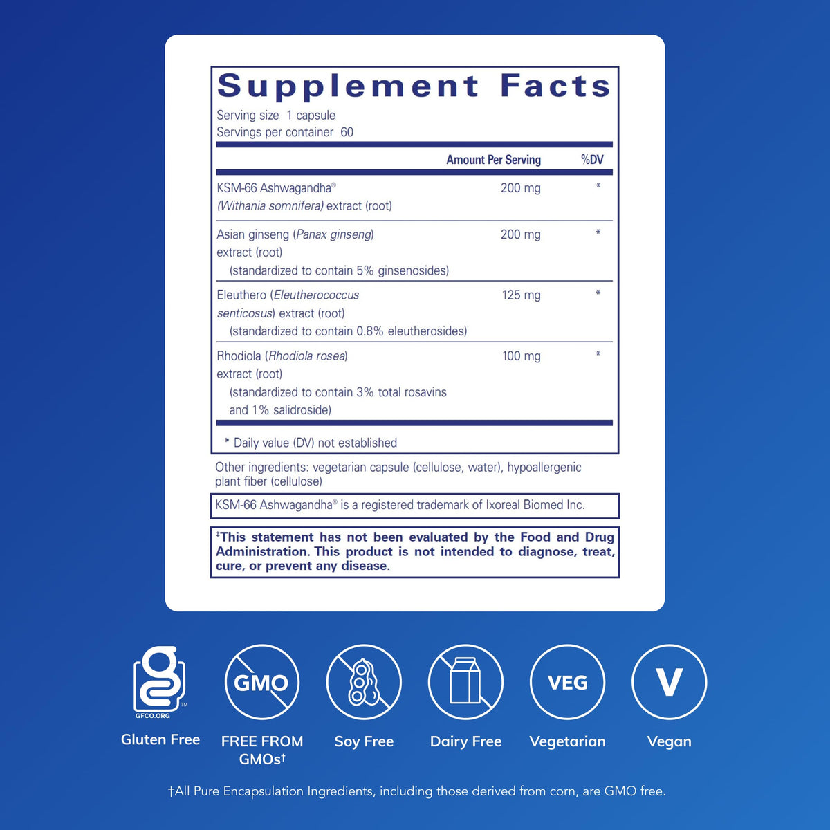 Pure Encapsulations Energy Xtra 60 Capsules vue arrière
