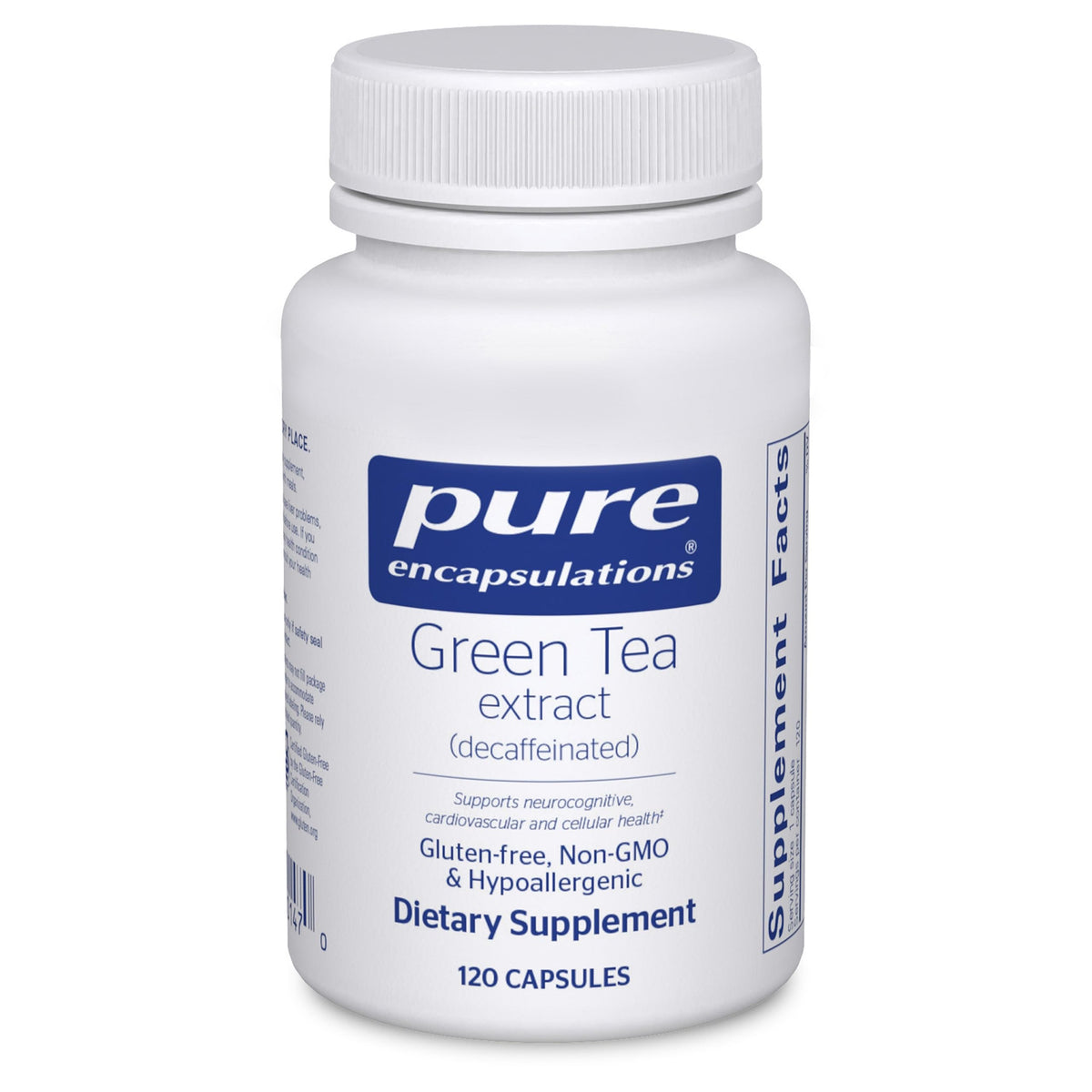 Pure Encapsulations Extrait de Thé Vert Décaféiné 120 Capsules vue de face