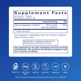 Pure Encapsulations Folate 400, capsules sur une table