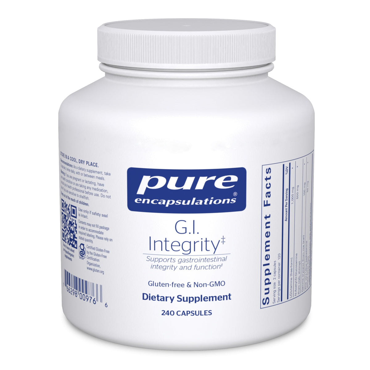 Pure Encapsulations G.I. Integrity 240 capsules vue de face