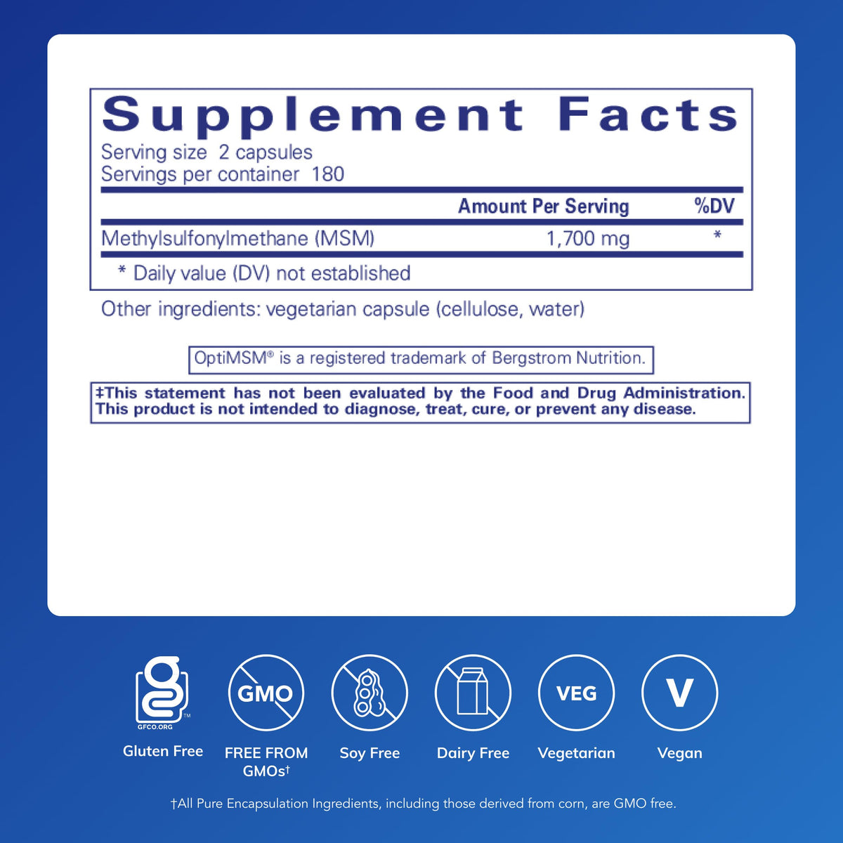 Pure Encapsulations gélules MSM 360 gélules emballage