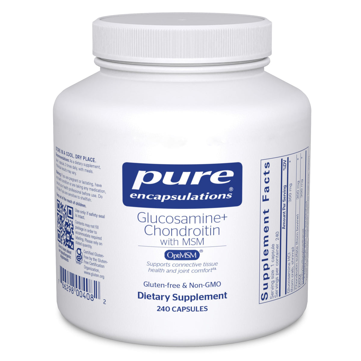 Pure Encapsulations Glucosamine Chondroitin 240 Capsules, vue de face