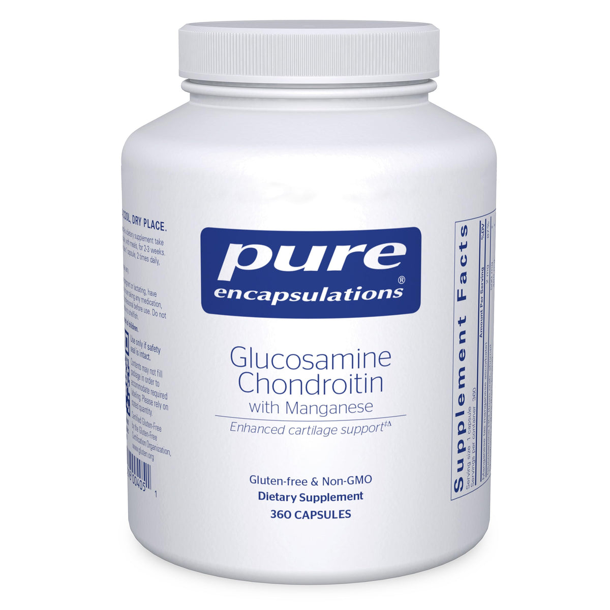 Pure Encapsulations Glucosamine Chondroitin 360 gélules, vue de face