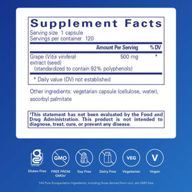 Pure Encapsulations Grape Pip 120 Capsules côté