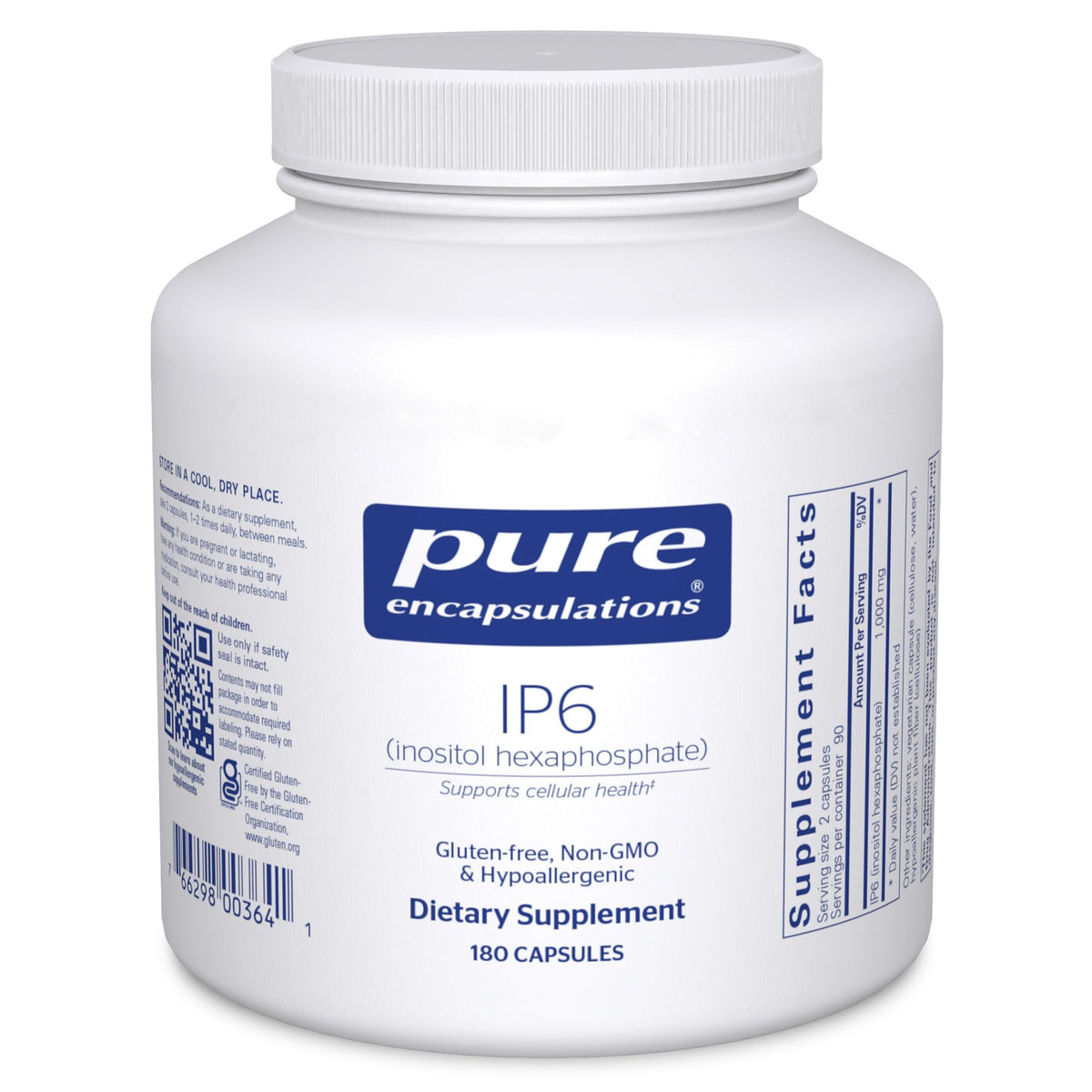 Pure Encapsulations IP6 180 capsules vue de face