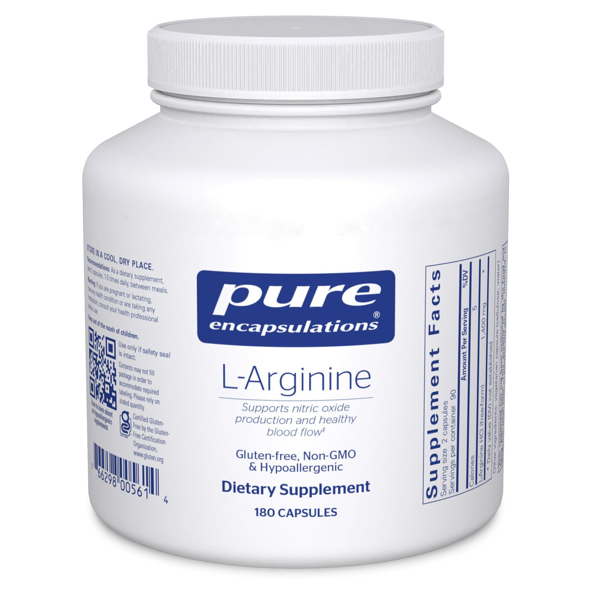 Pure Encapsulations L-Arginine 180 capsules vue avant