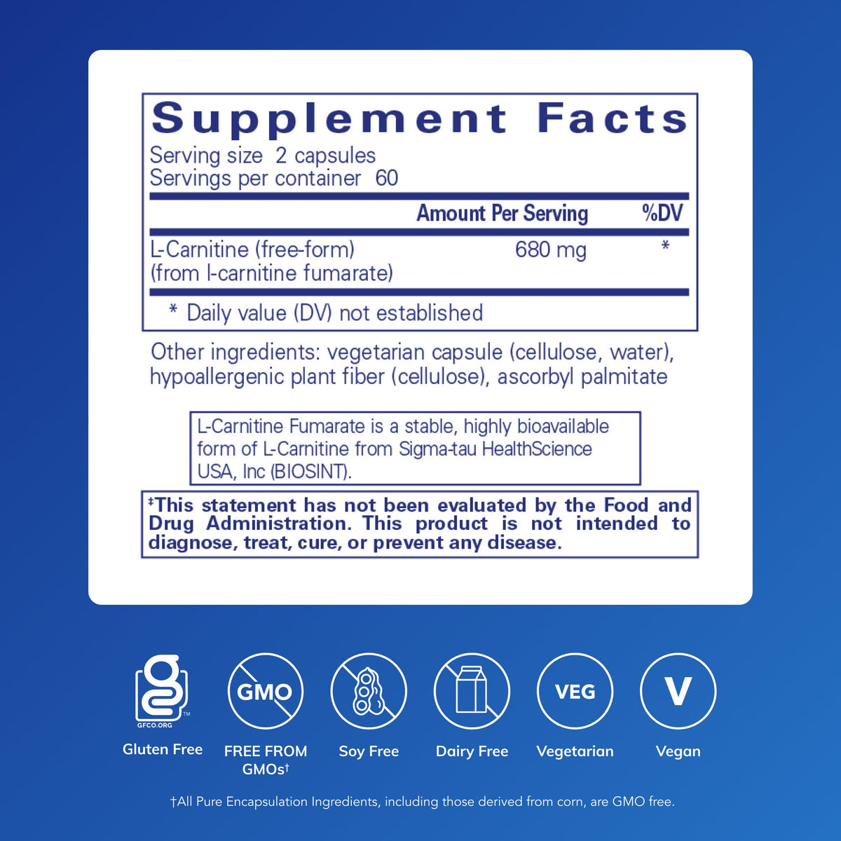 Pure Encapsulations L-Carnitine Fumarate bottle side view