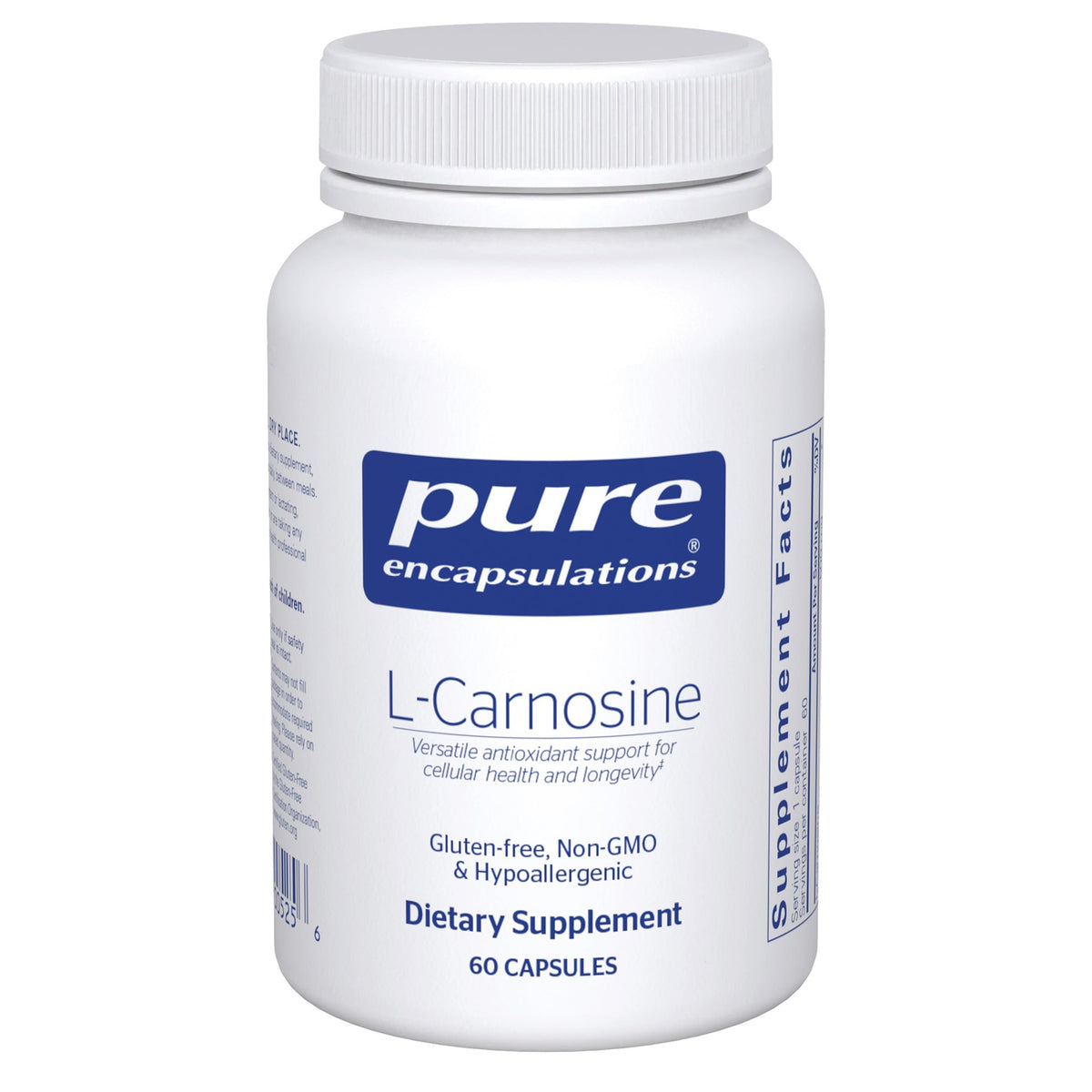 Pure Encapsulations L-Carnosine 60 Capsules vue de face avec emballage