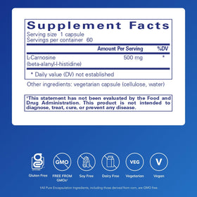 Pure Encapsulations L-Carnosine capsules sur une surface blanche