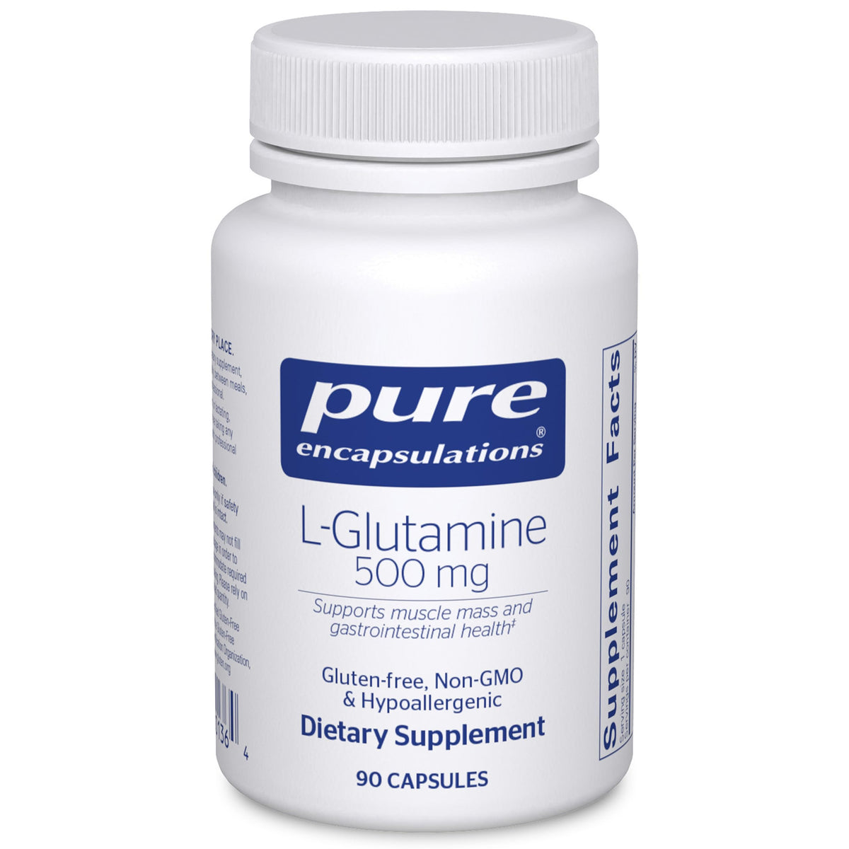 Pure Encapsulations L-Glutamine 500 mg 90 Capsules - vue de l'avant