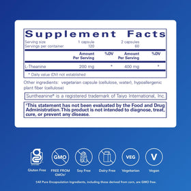 Pure Encapsulations L-Theanine 120 capsules avec étiquette