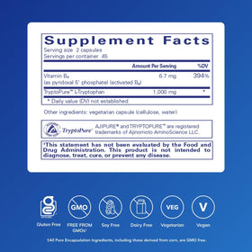 Pure Encapsulations L-Tryptophan 90 capsules vue arrière