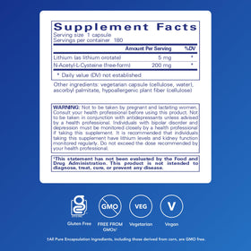 Pure Encapsulations Lithium Orotate 5 mg côté droit de l'emballage