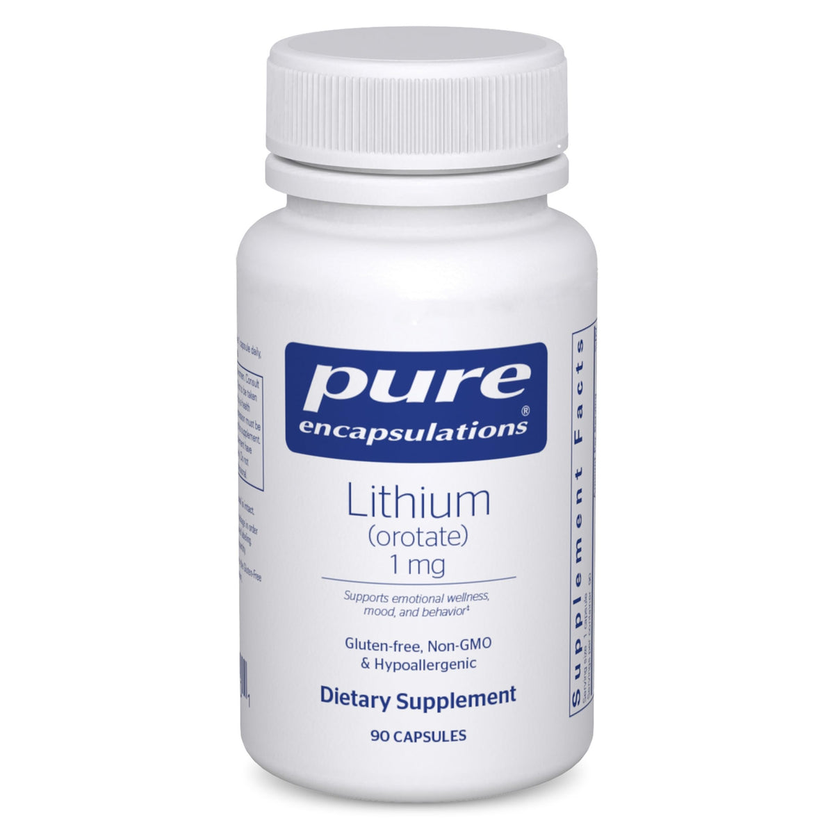 Pure Encapsulations Lithium Orotate 90 capsules vue avant