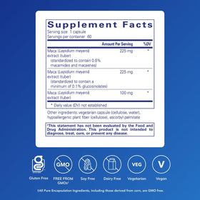 Pure Encapsulations Maca-3 60 capsules arrière de l'emballage