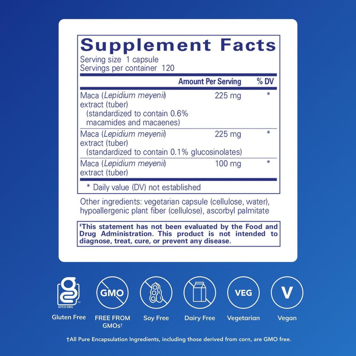 Pure Encapsulations Maca-3 emballage et capsules