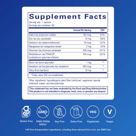 Pure Encapsulations Minéraux Trace 60 Capsules vue arrière
