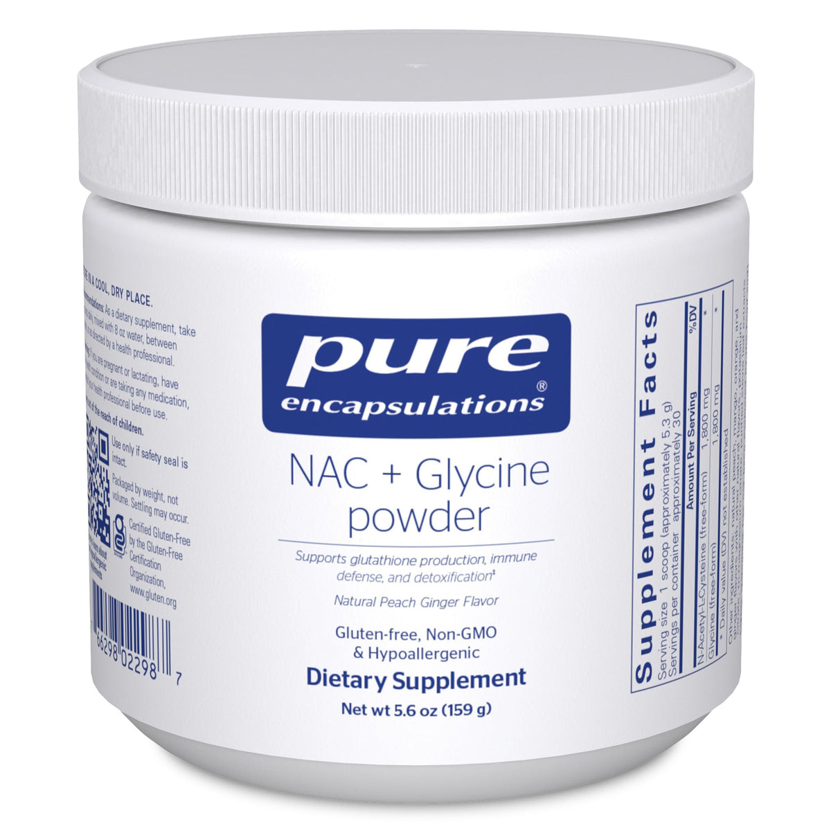 Pure Encapsulations NAC + Glycine Poudre 5,6 oz vue de face