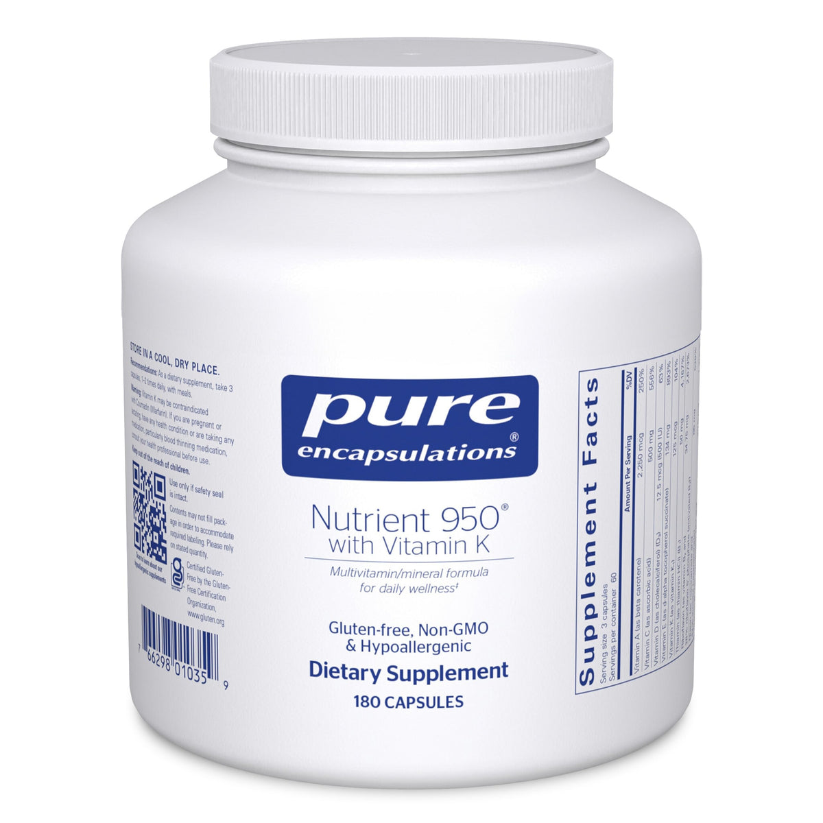 Pure Encapsulations Nutrient 950 180 capsules vue avant