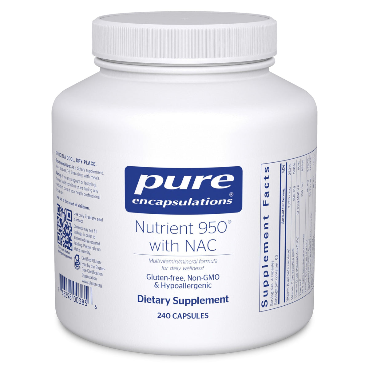 Pure Encapsulations Nutrient 950 240 capsules vue de face