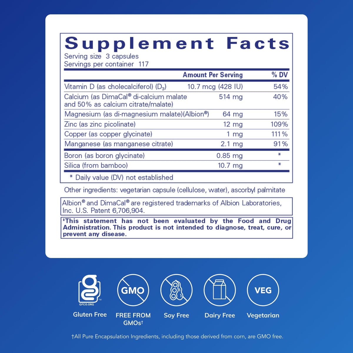 Pure Encapsulations OsteoBalance 351 Capsules side view