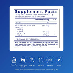 Pure Encapsulations Poudre BCAA 290g en gros plan sur le contenu