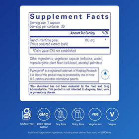 Pure Encapsulations Pycnogenol 100 mg capsules side view