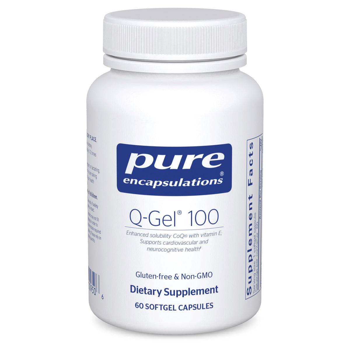 Pure Encapsulations Q-Gel 100 CoQ10 hydrosoluble 60 capsules devant l'emballage