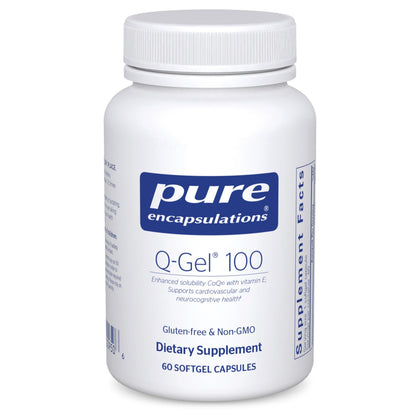 Pure Encapsulations Q-Gel 100 CoQ10 hydrosoluble 60 capsules devant l'emballage