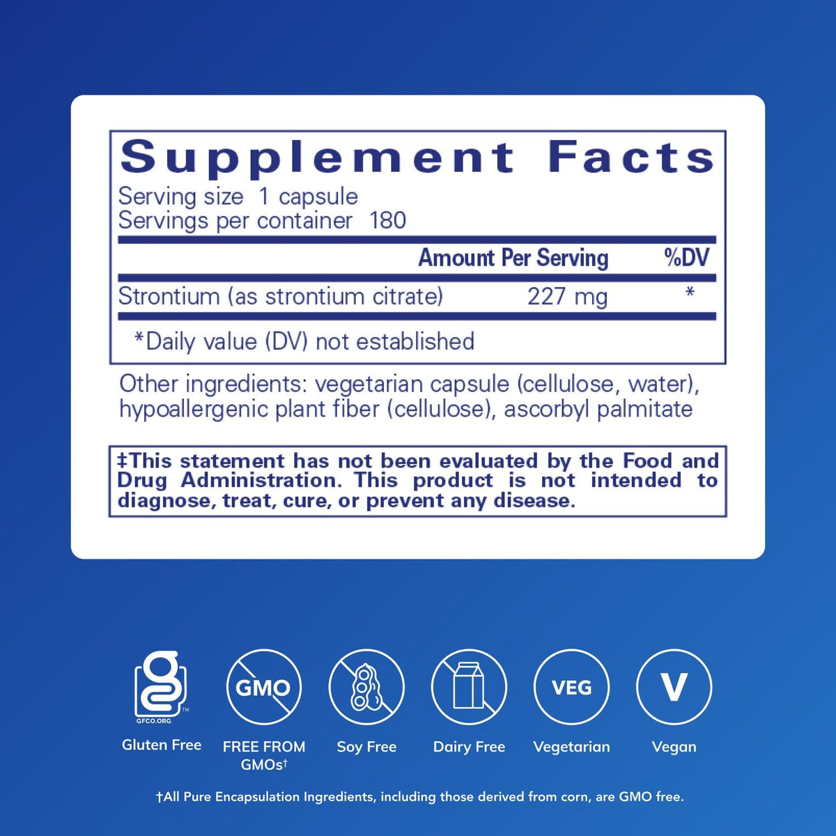 Pure Encapsulations Strontium Citrate 180 Capsules vue arrière