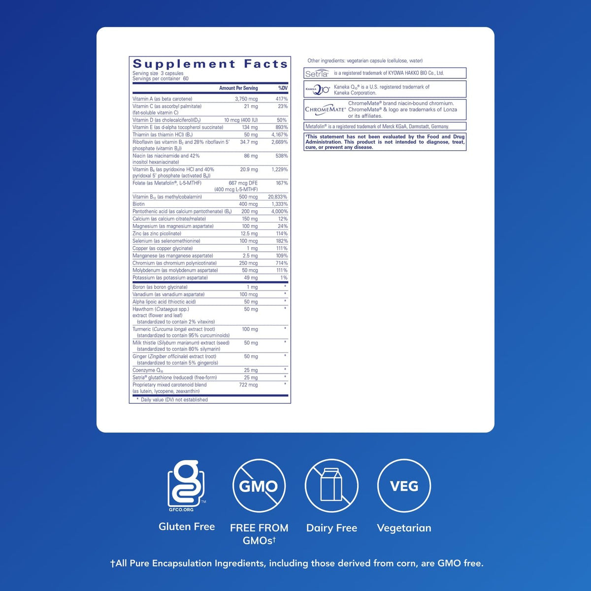 Pure Encapsulations UltraNutrient 180 capsules arrière
