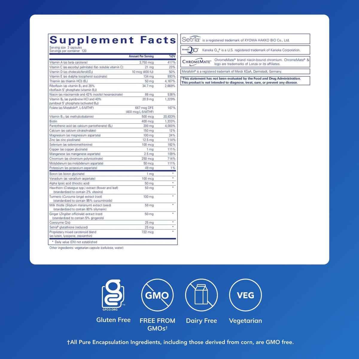 Pure Encapsulations UltraNutrient 360 capsules étiquette et informations